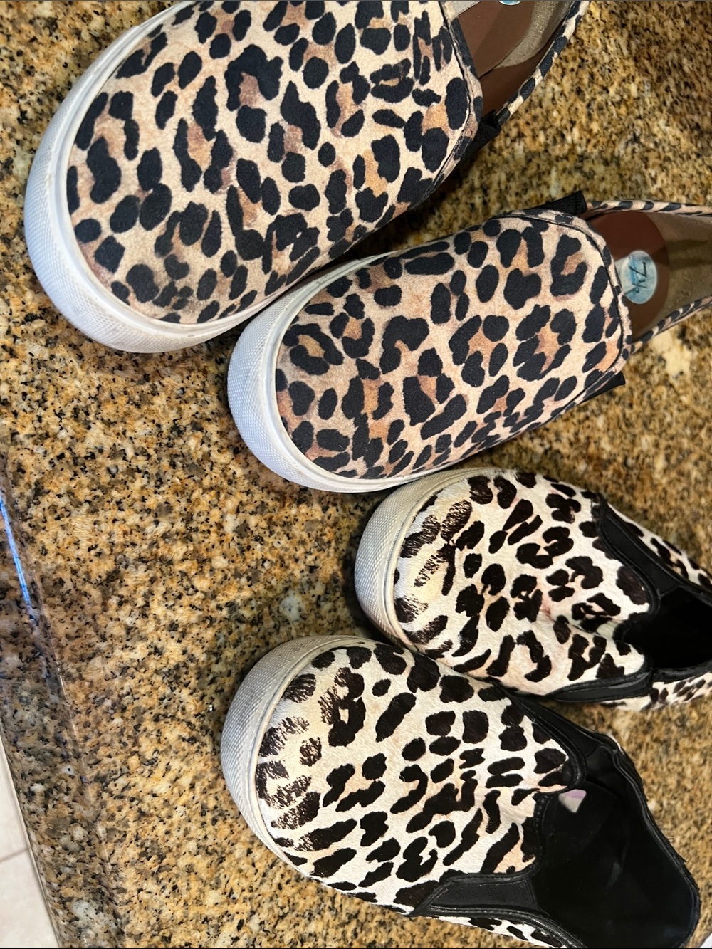 Womens7.5 and 8 Leopard Print Slip-Ons in Tan and Black